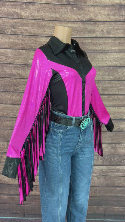 Neon Outlaw Snap Front Rodeo Shirt with 12" Thunderbird Fringe