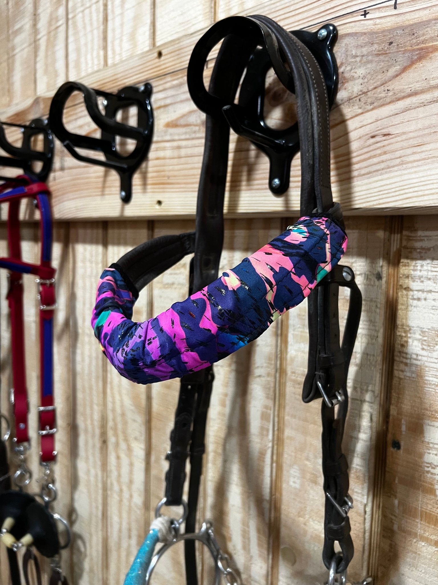 Rainbow Leopard Browband or Noseband Cover (ONE Cover Only) - Riverside Rodeo Shirts