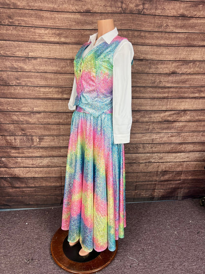Rainbow Shattered Glass Sharpshooter Circle Cut Skirt (Skirt Only) - Riverside Rodeo Shirts