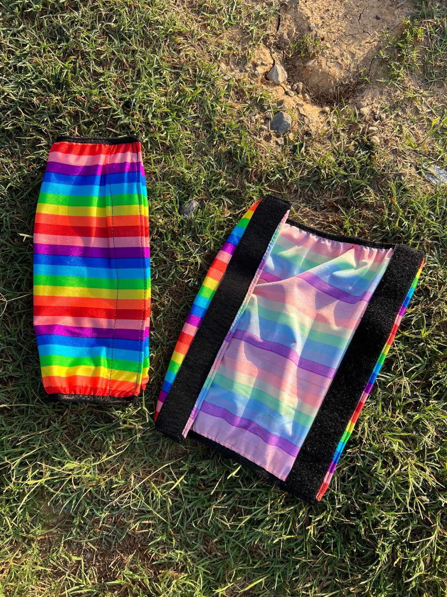 Rainbow Stripe Print Velcro Sportboot Covers (Covers Only, set of TWO) - Riverside Rodeo Shirts