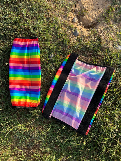 Rainbow Stripe Print Velcro Sportboot Covers (Covers Only, set of TWO) - Riverside Rodeo Shirts