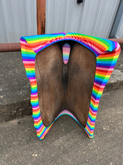Rainbow Stripe Western Saddle Pad COVER (Saddle Pad Cover Only) - Riverside Rodeo Shirts