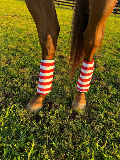 Red and White Stripe Velcro Sportboot Covers (Covers Only, sets of TWO) - Riverside Rodeo Shirts
