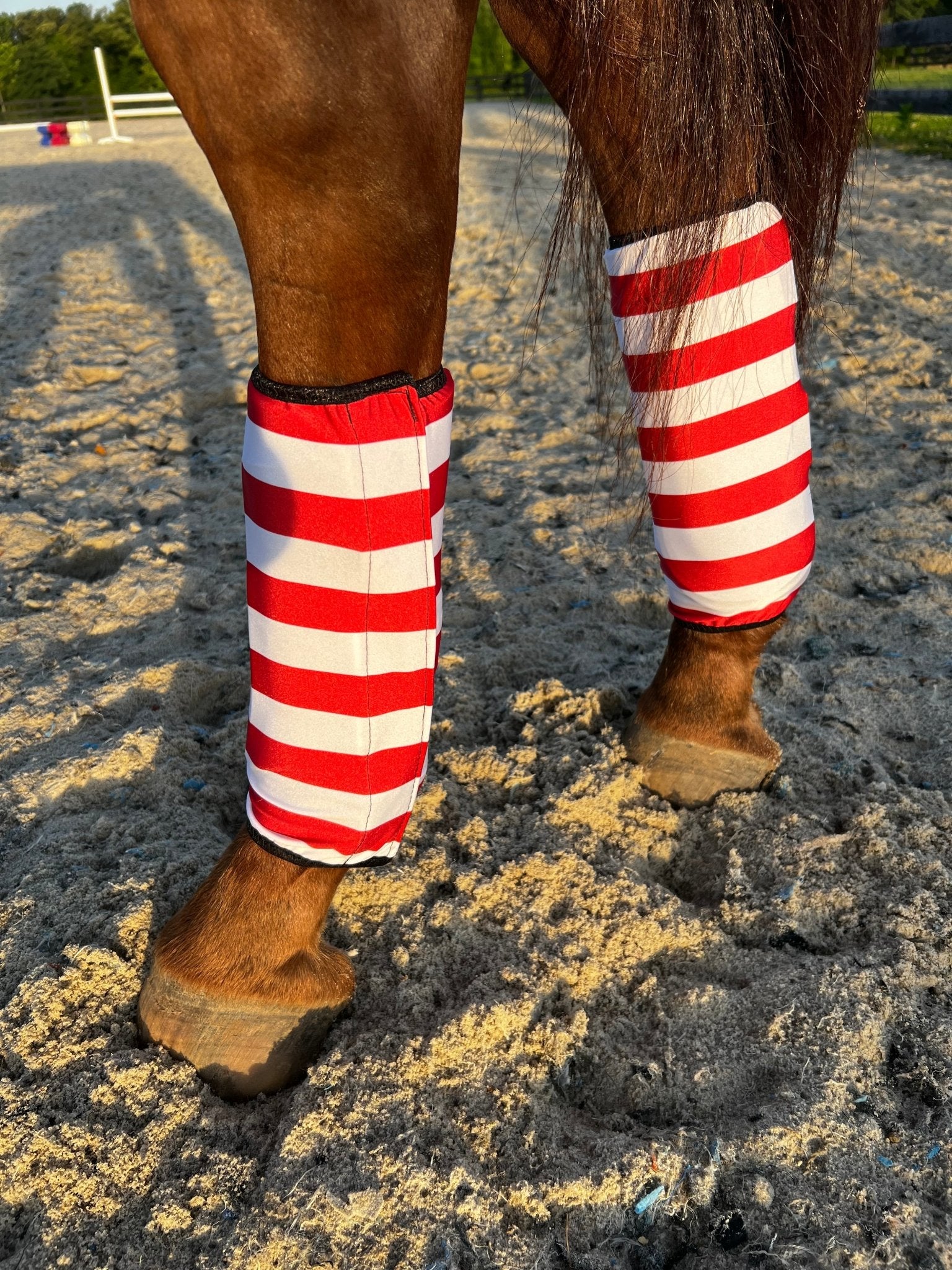 Red and White Stripe Velcro Sportboot Covers (Covers Only, sets of TWO) - Riverside Rodeo Shirts