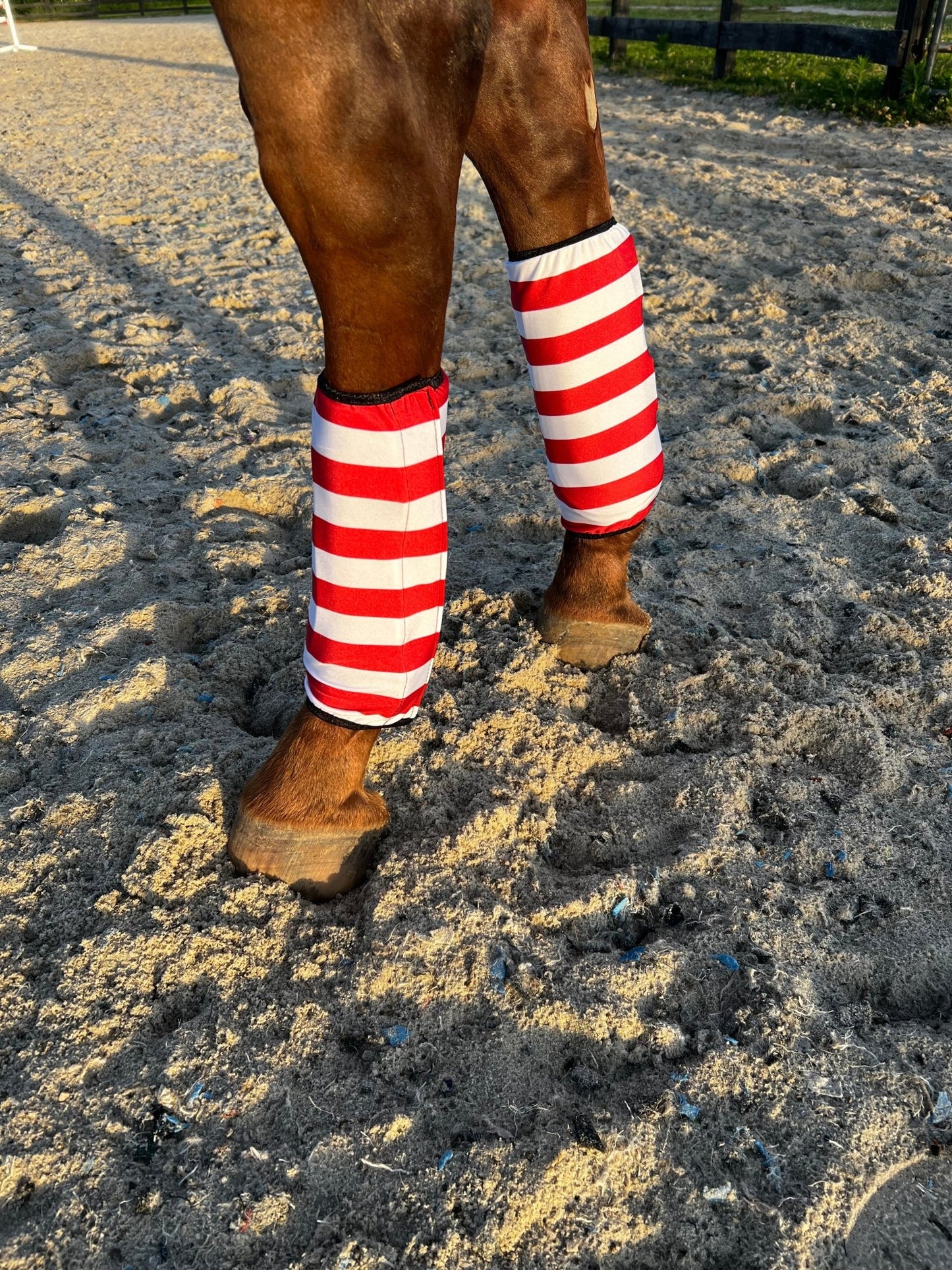 Red and White Stripe Velcro Sportboot Covers (Covers Only, sets of TWO) - Riverside Rodeo Shirts