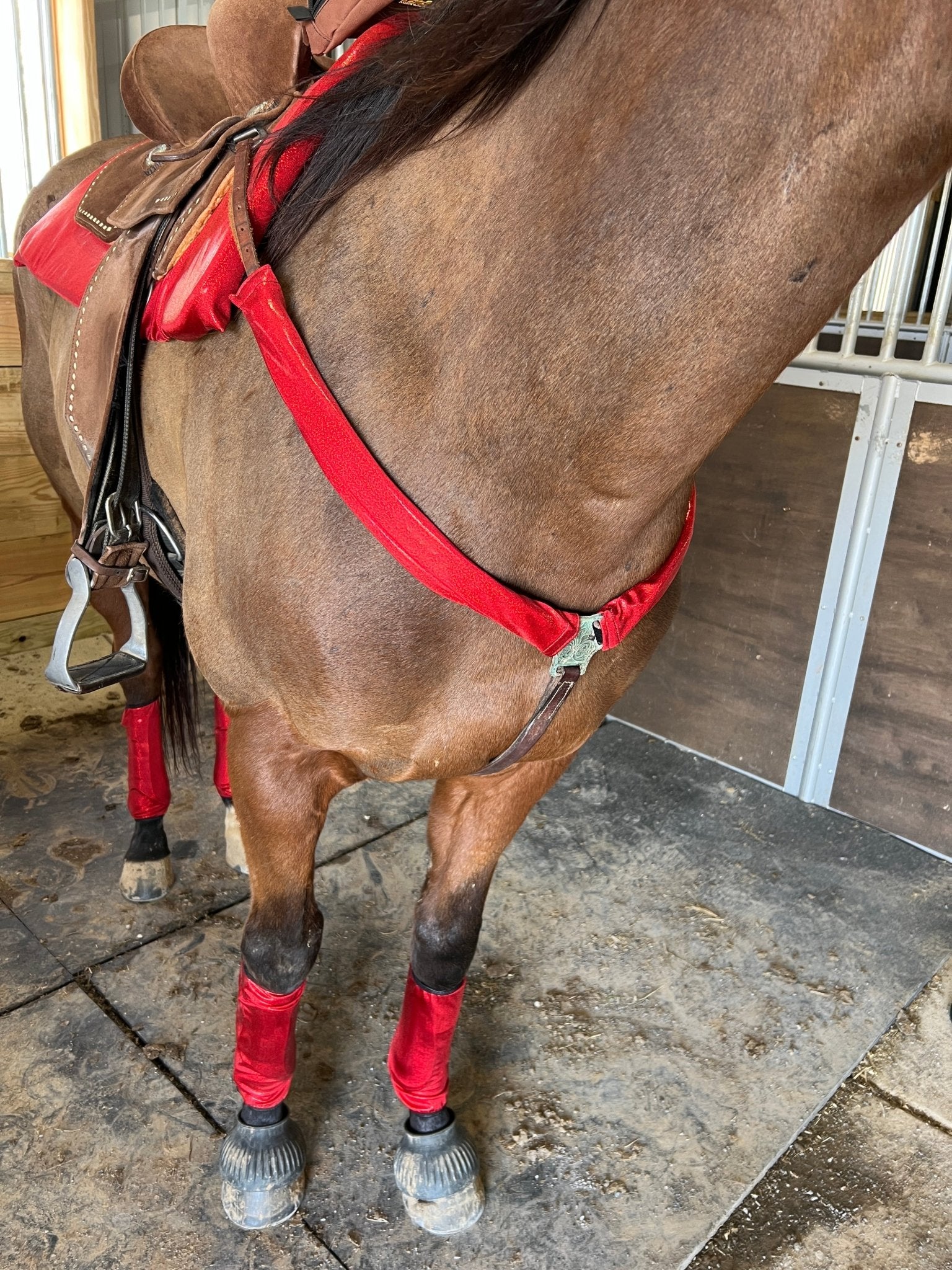 Red Sparkly Jewel Breast Collar Cover (Covers ONLY) - Riverside Rodeo Shirts