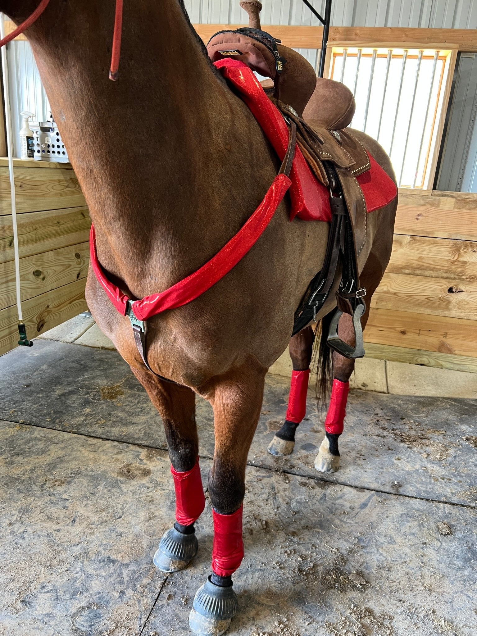 Red Sparkly Jewel Breast Collar Cover (Covers ONLY) - Riverside Rodeo Shirts