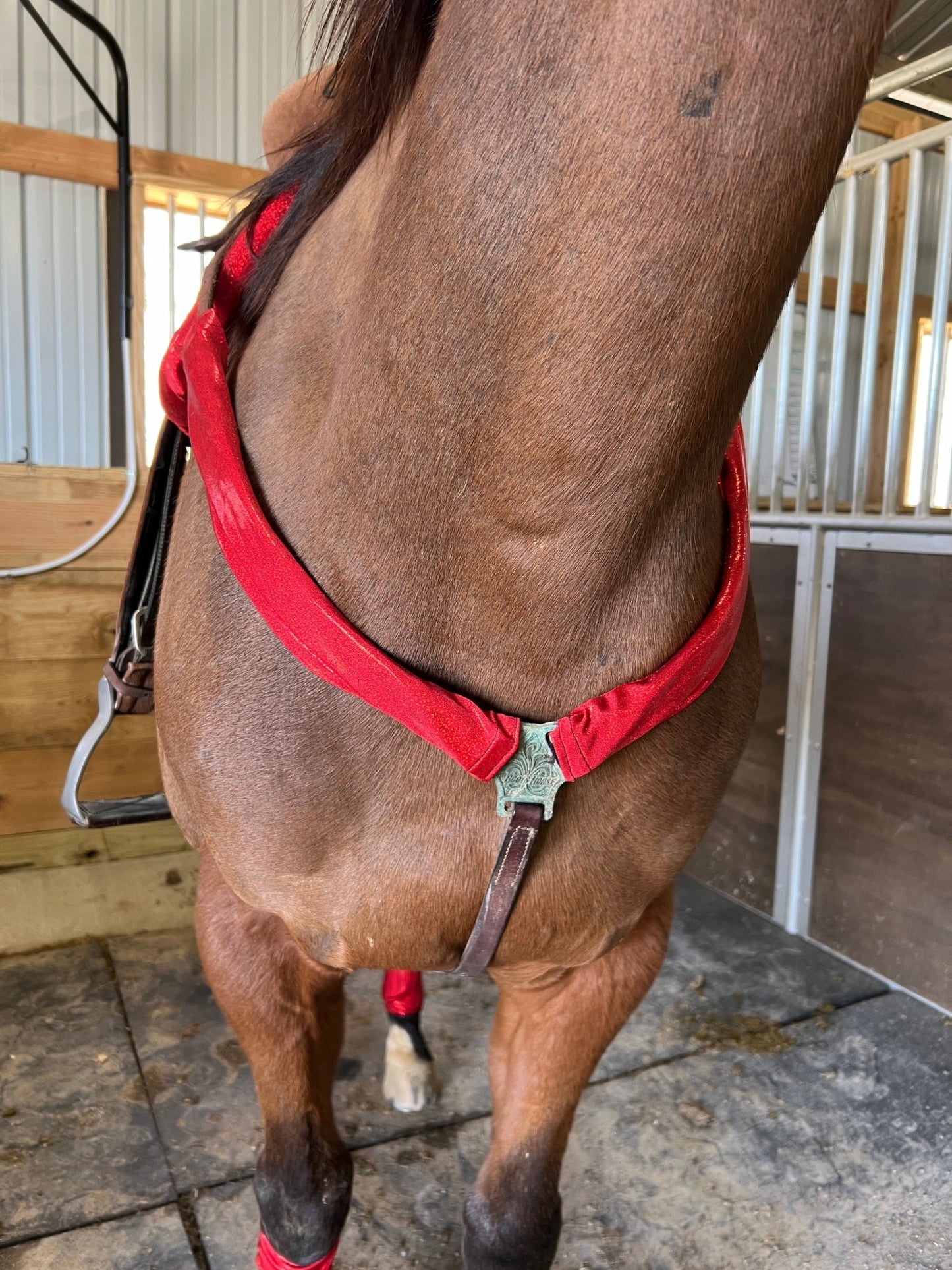 Red Sparkly Jewel Breast Collar Cover (Covers ONLY) - Riverside Rodeo Shirts