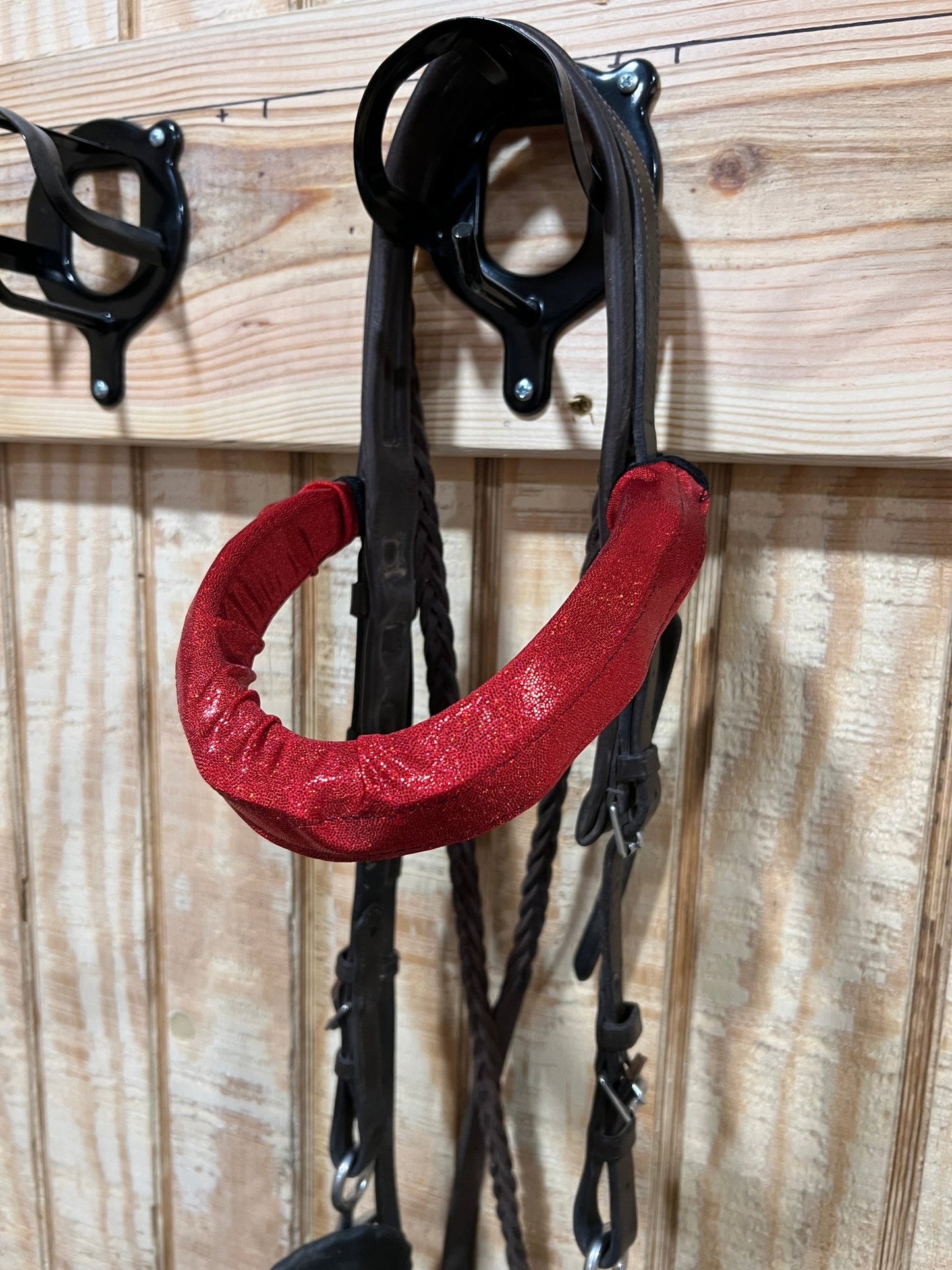 Red Sparkly Jewel Browband or Noseband Cover (ONE Cover Only) - Riverside Rodeo Shirts