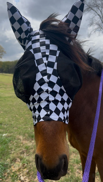 Checkered Fly Mask - Riverside Rodeo Shirts