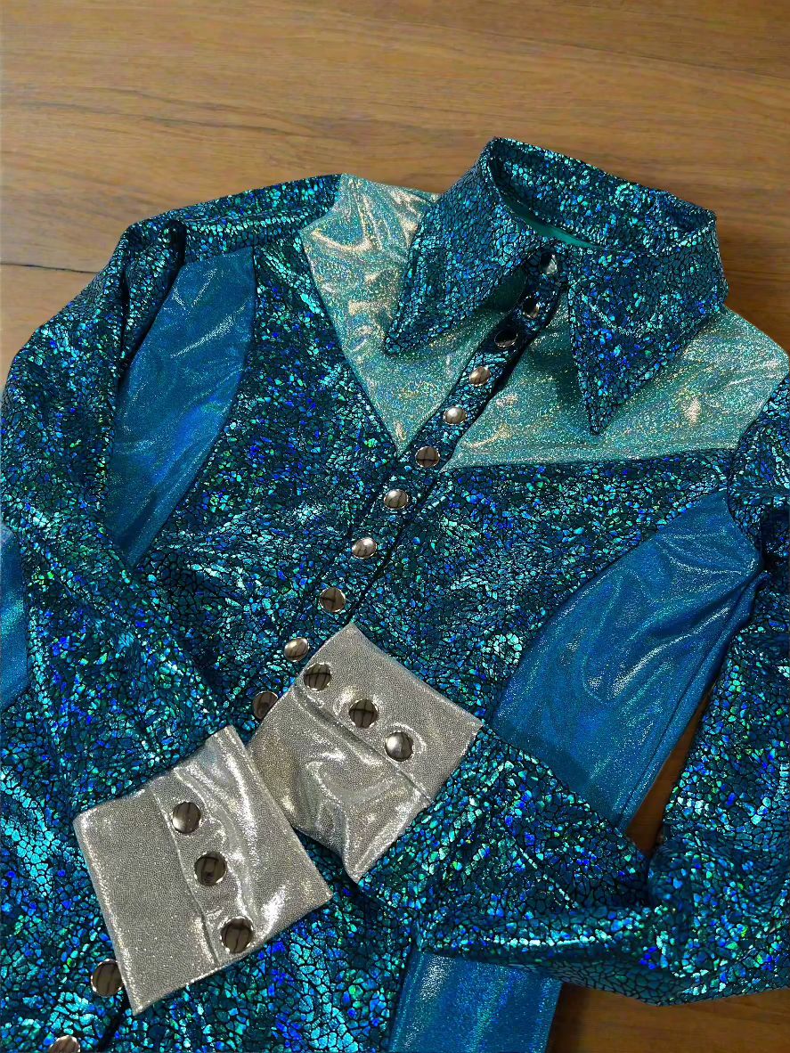 All The Blues Snap Front Rodeo Shirt with Yoke Fringe - Riverside Rodeo Shirts