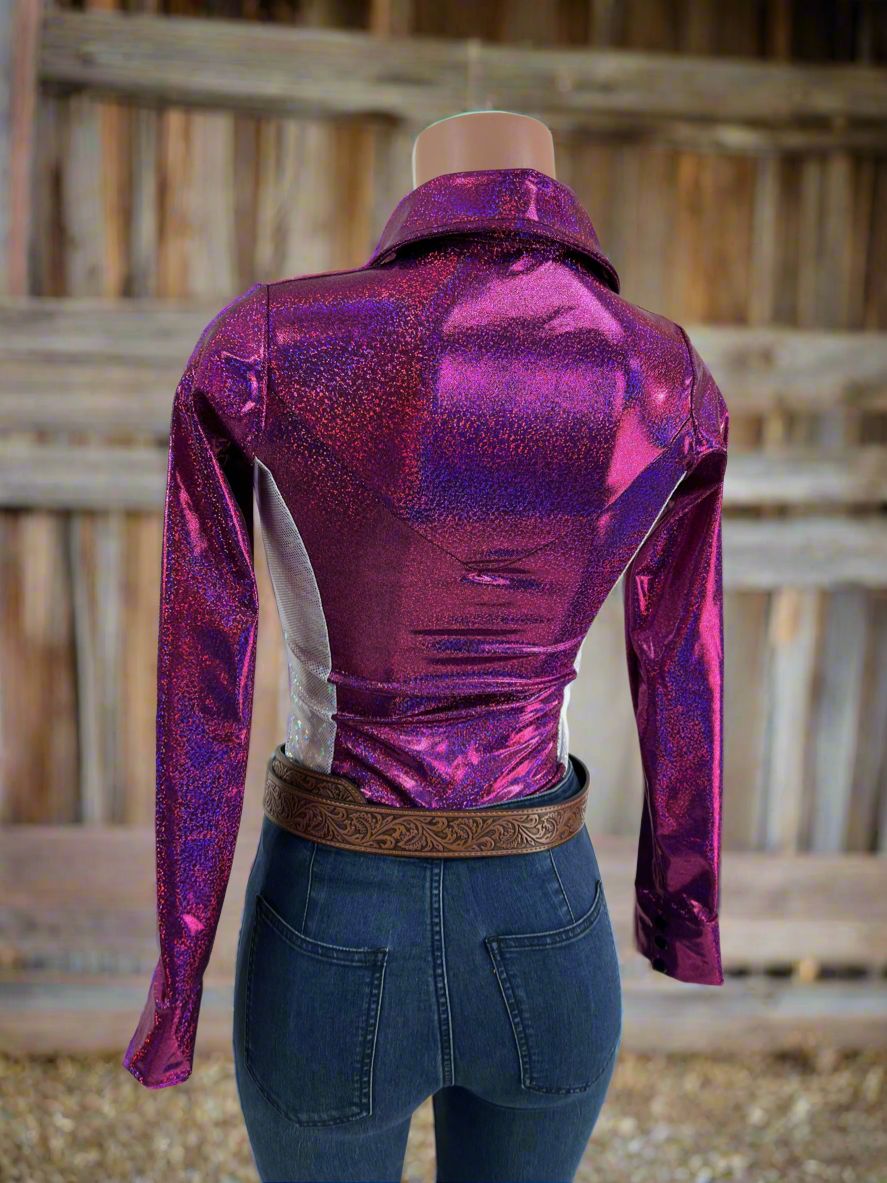 Fuchsia Sparkly Jewel Snap Front Rodeo Shirt - Riverside Rodeo Shirts