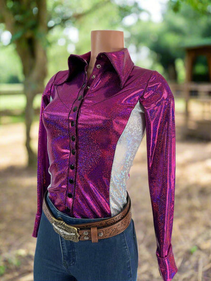 Fuchsia Sparkly Jewel Snap Front Rodeo Shirt - Riverside Rodeo Shirts