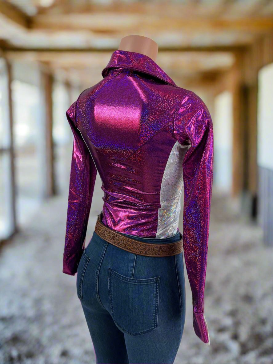 Fuchsia Sparkly Jewel Snap Front Rodeo Shirt - Riverside Rodeo Shirts