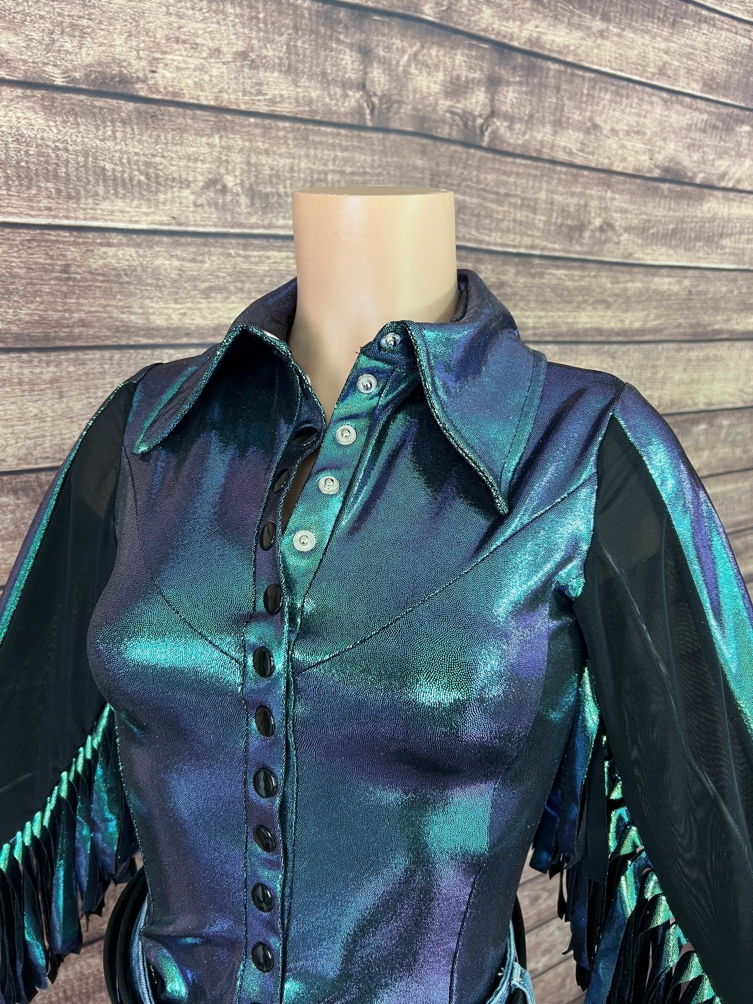 Scarab Snap Front Rodeo Shirt with Thunderbird Fringe - Riverside Rodeo Shirts