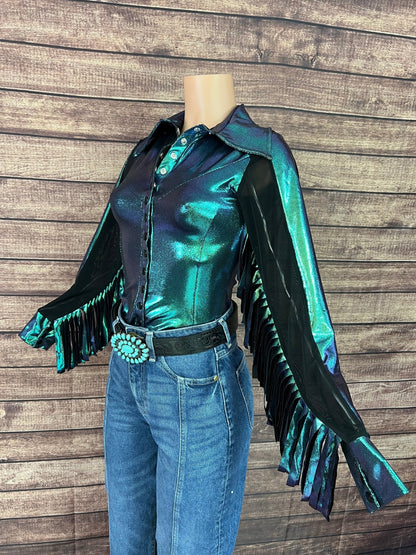 Scarab Snap Front Rodeo Shirt with Thunderbird Fringe - Riverside Rodeo Shirts