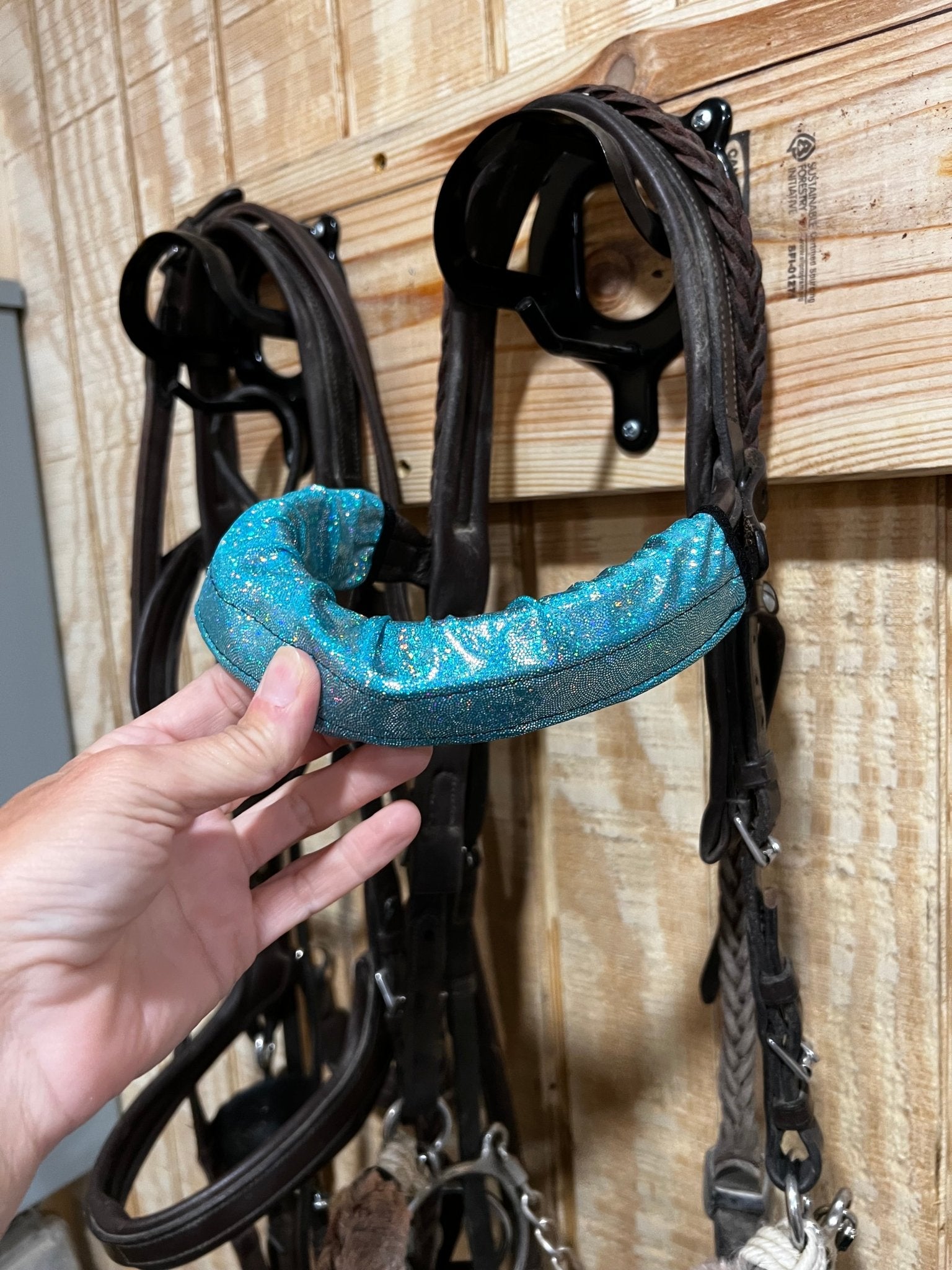 Seafoam Holographic Browband or Noseband Cover (ONE Cover Only) - Riverside Rodeo Shirts