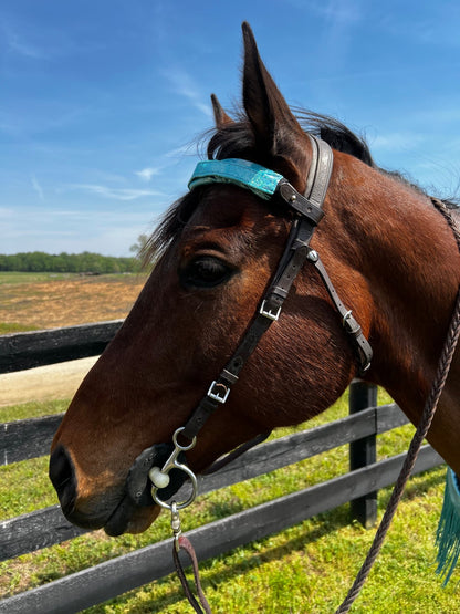 Seafoam Holographic Browband or Noseband Cover (ONE Cover Only) - Riverside Rodeo Shirts