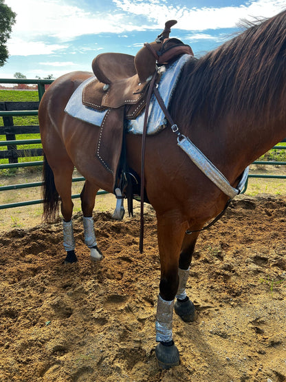 Silver Kaleidoscope Breast Collar Cover (Covers ONLY) - Riverside Rodeo Shirts