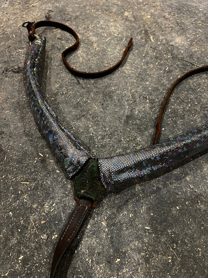Silver Kaleidoscope Breast Collar Cover (Covers ONLY) - Riverside Rodeo Shirts