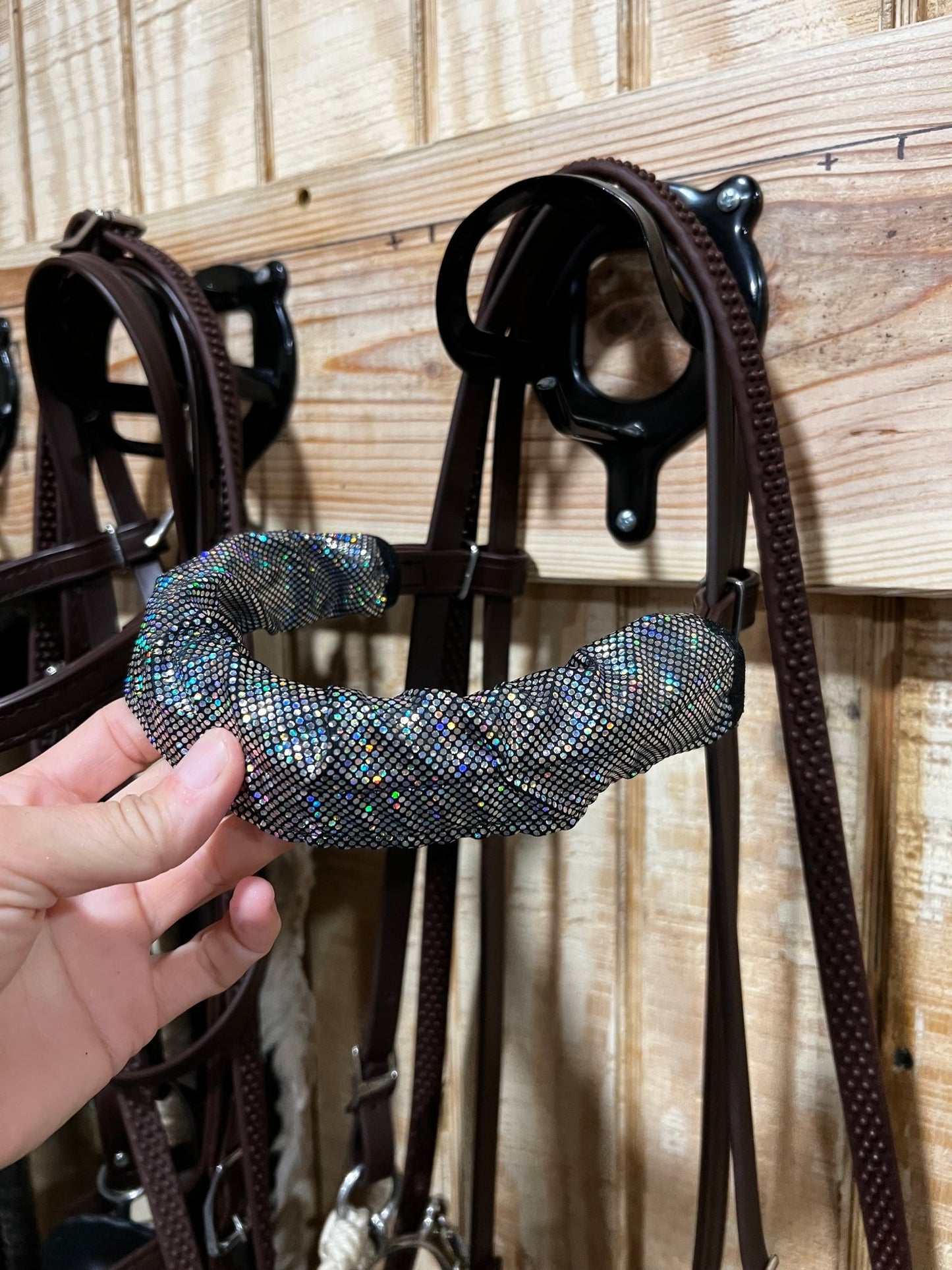 Silver Kaleidoscope Browband or Noseband Cover (ONE Cover Only) - Riverside Rodeo Shirts