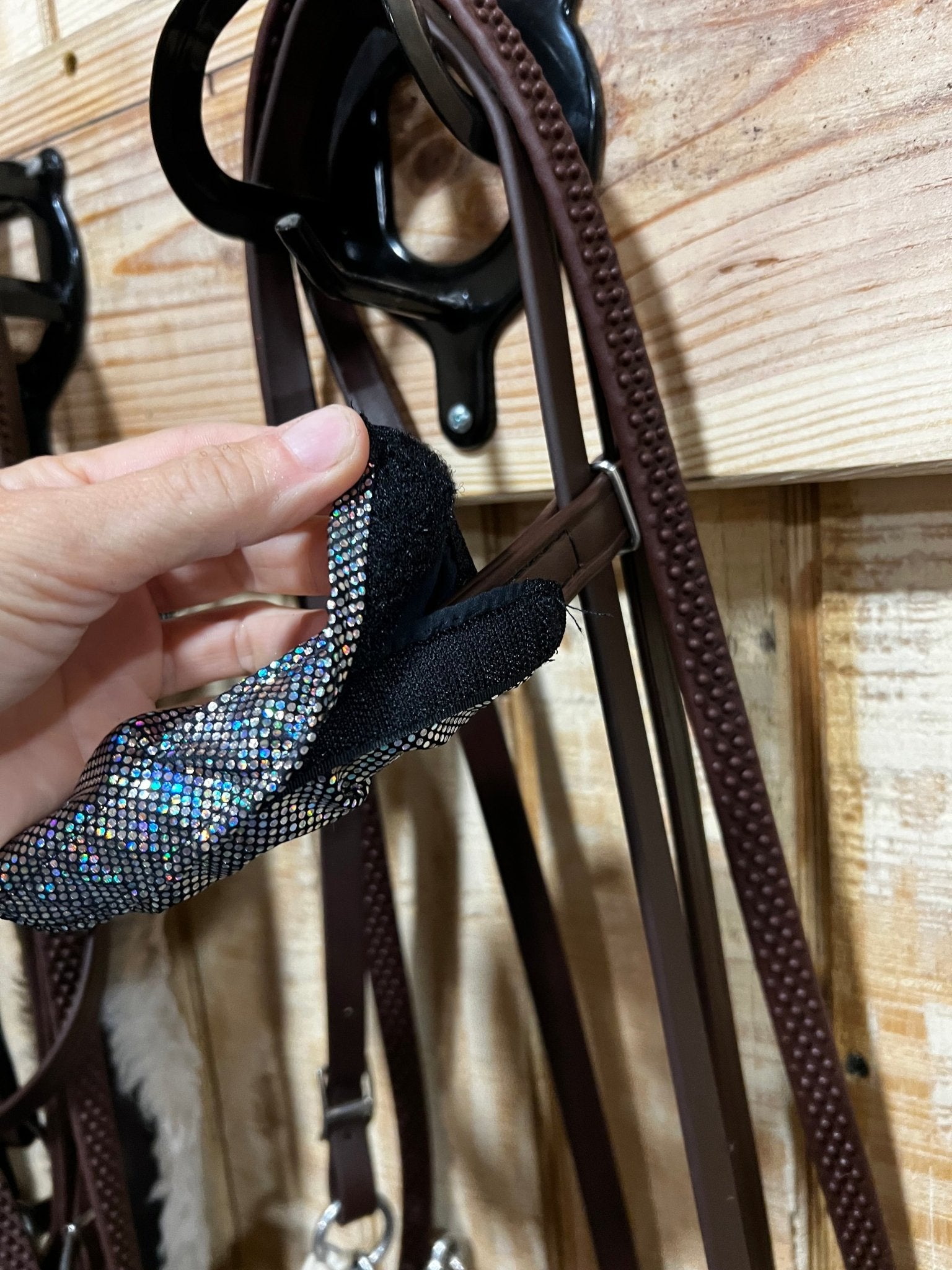 Silver Kaleidoscope Browband or Noseband Cover (ONE Cover Only) - Riverside Rodeo Shirts