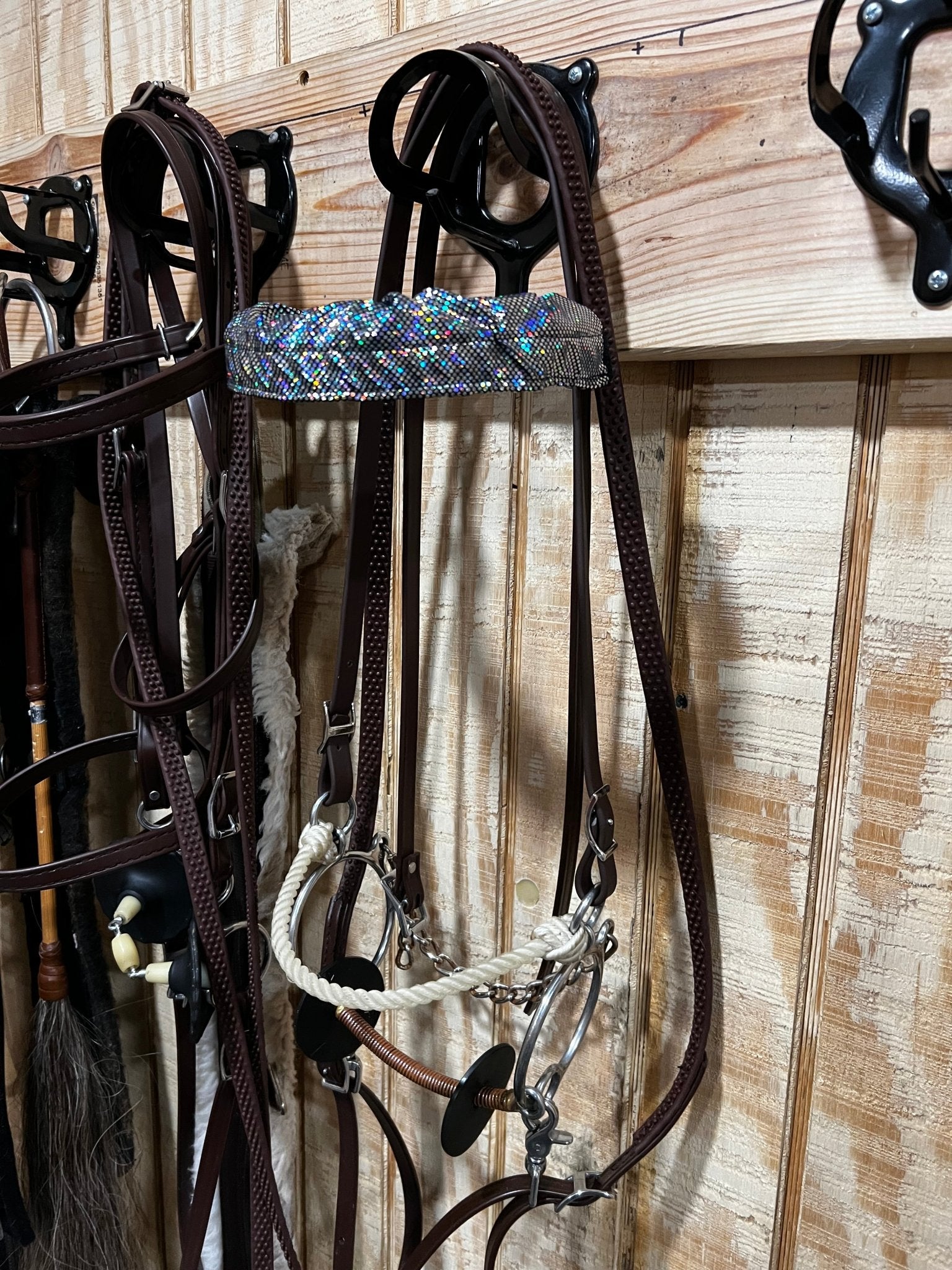 Silver Kaleidoscope Browband or Noseband Cover (ONE Cover Only) - Riverside Rodeo Shirts