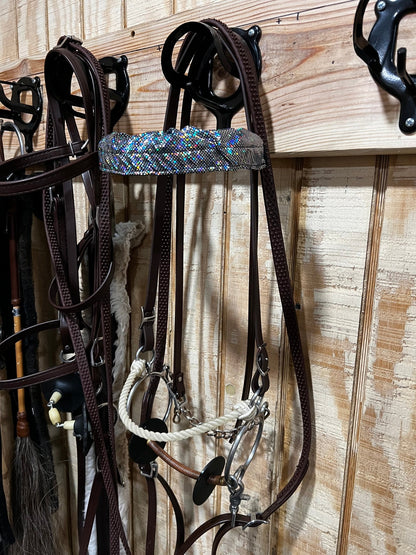 Silver Kaleidoscope Browband or Noseband Cover (ONE Cover Only) - Riverside Rodeo Shirts