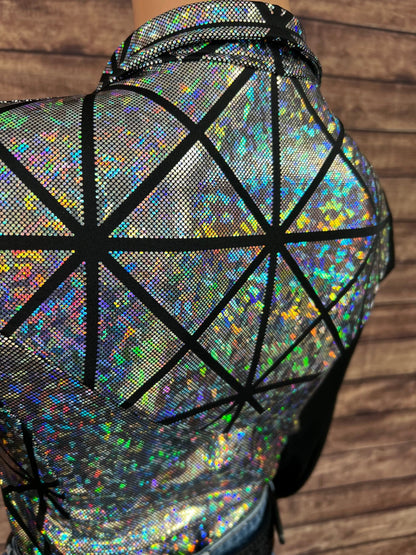 Silver Kaleidoscope Mesh Sleeve Rodeo Shirt - Riverside Rodeo Shirts