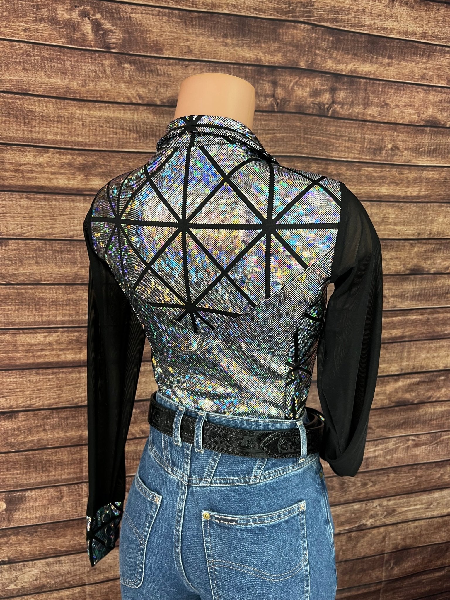 Silver Kaleidoscope Mesh Sleeve Rodeo Shirt - Riverside Rodeo Shirts