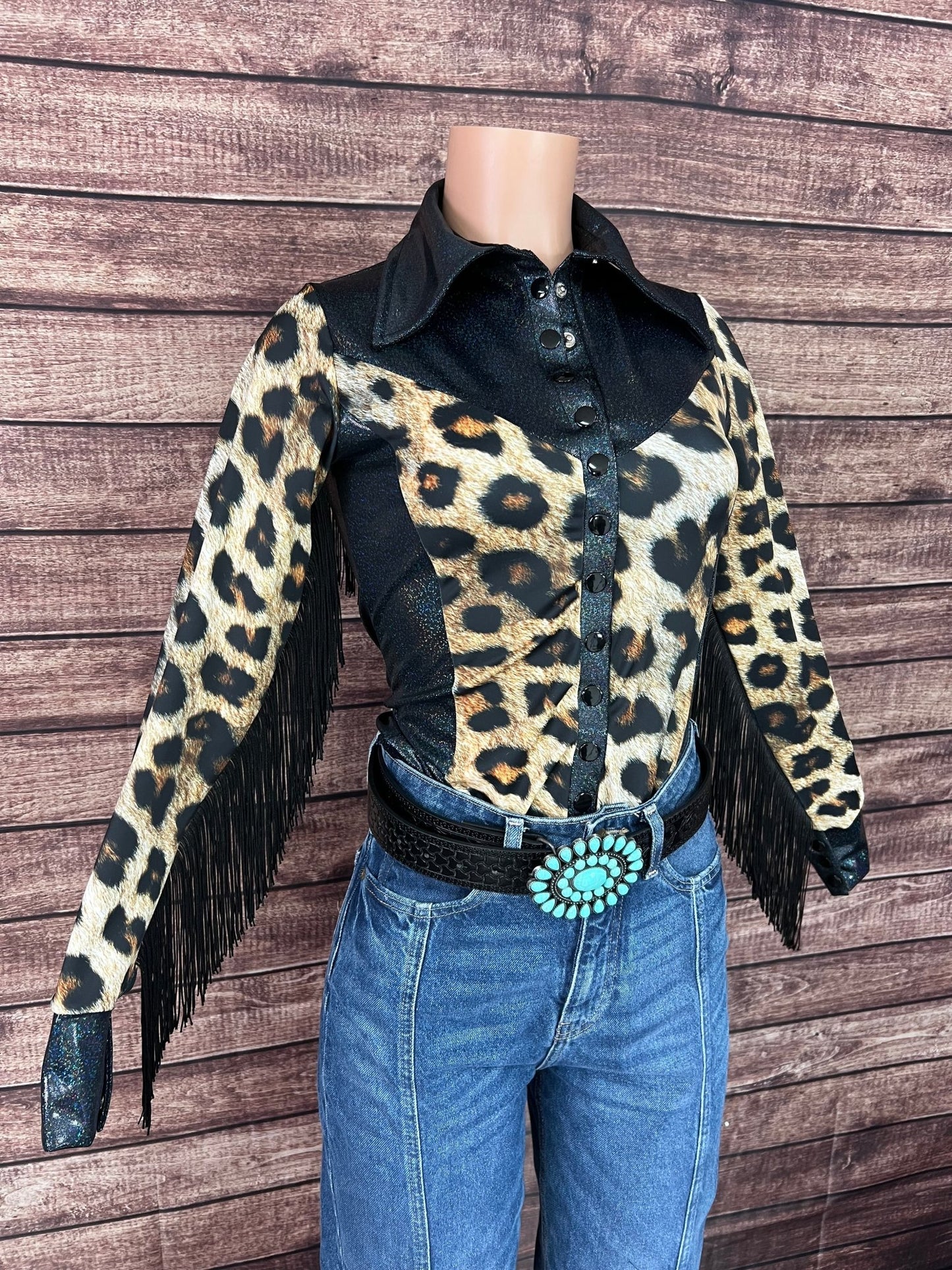 Snap Front Wildcat Rodeo Shirt with Sleeve and Back Yoke Fringe - Riverside Rodeo Shirts