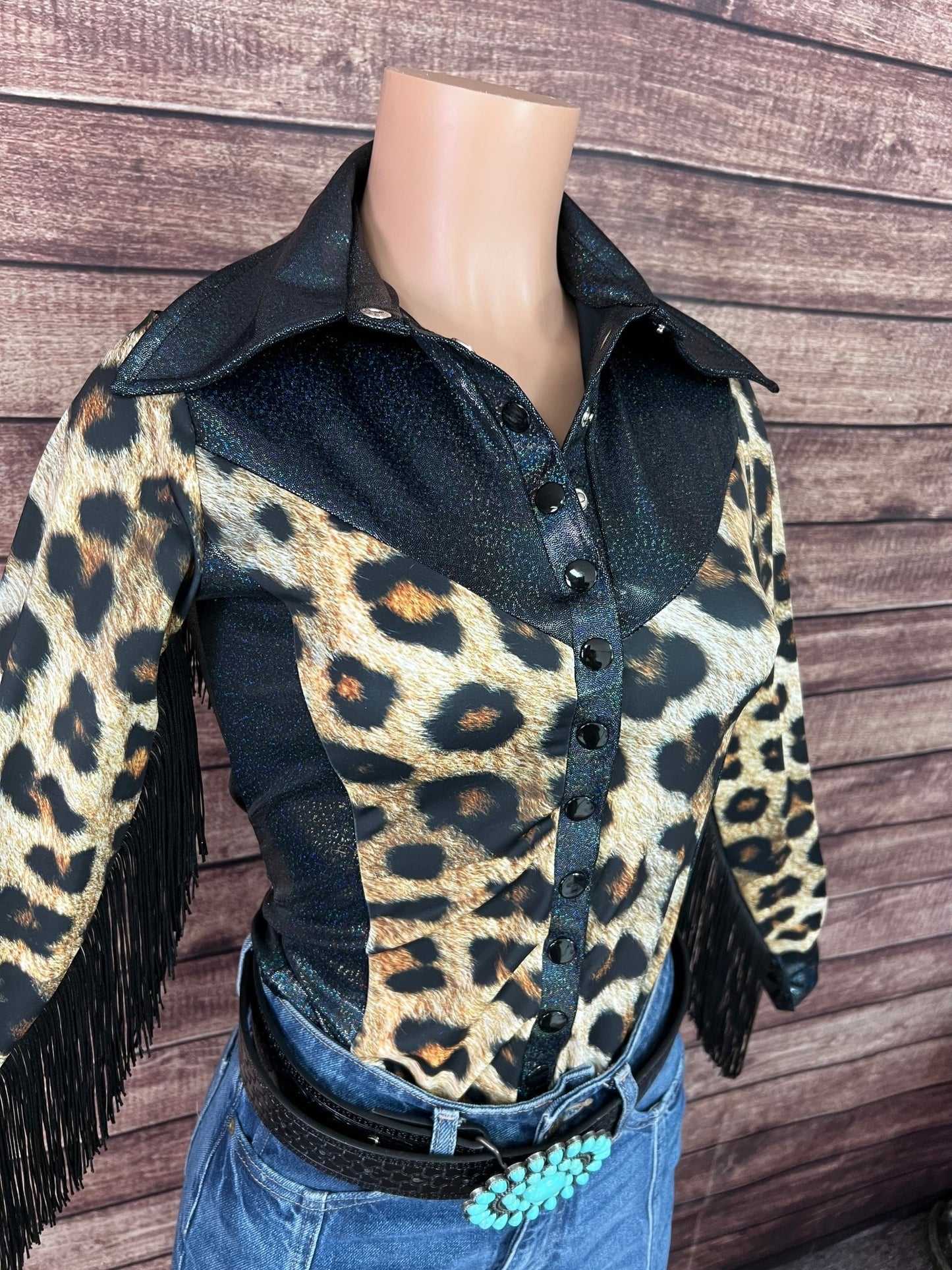 Snap Front Wildcat Rodeo Shirt with Sleeve and Back Yoke Fringe - Riverside Rodeo Shirts