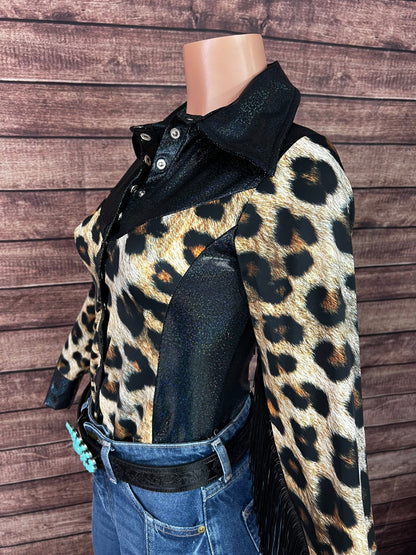 Snap Front Wildcat Rodeo Shirt with Sleeve and Back Yoke Fringe - Riverside Rodeo Shirts