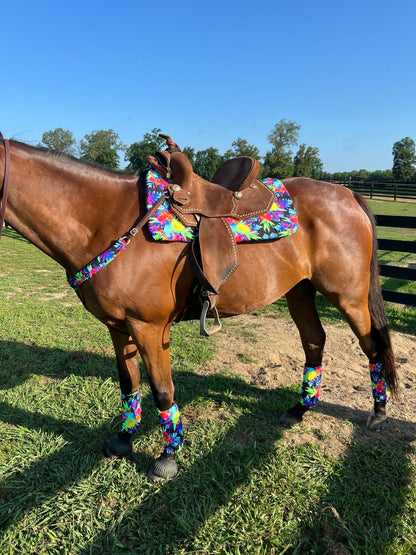 Sonic Bloom Print Breast Collar Cover (Covers ONLY) - Riverside Rodeo Shirts