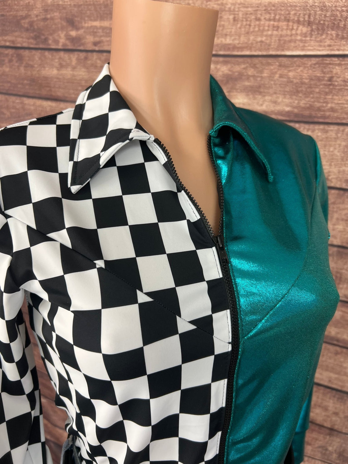 Split Second Rodeo Shirt in Teal and Checkered - Riverside Rodeo Shirts