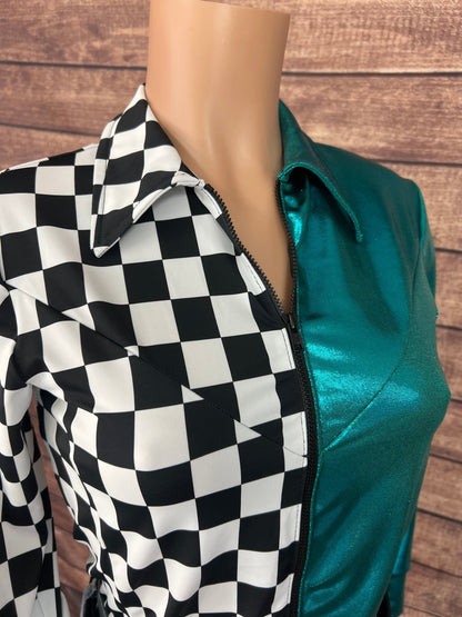 Split Second Rodeo Shirt in Teal and Checkered - Riverside Rodeo Shirts