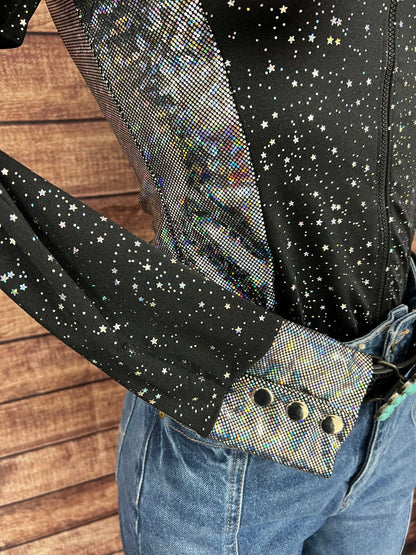Star Noir and Silver Kaleidoscope Zipper Front Shirt - Riverside Rodeo Shirts