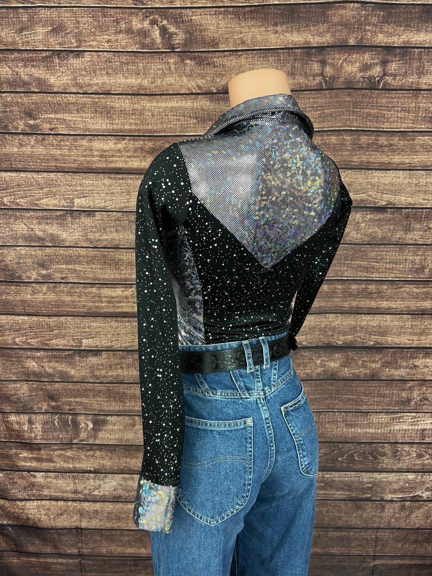 Star Noir and Silver Kaleidoscope Zipper Front Shirt - Riverside Rodeo Shirts