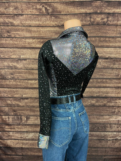 Star Noir and Silver Kaleidoscope Zipper Front Shirt - Riverside Rodeo Shirts