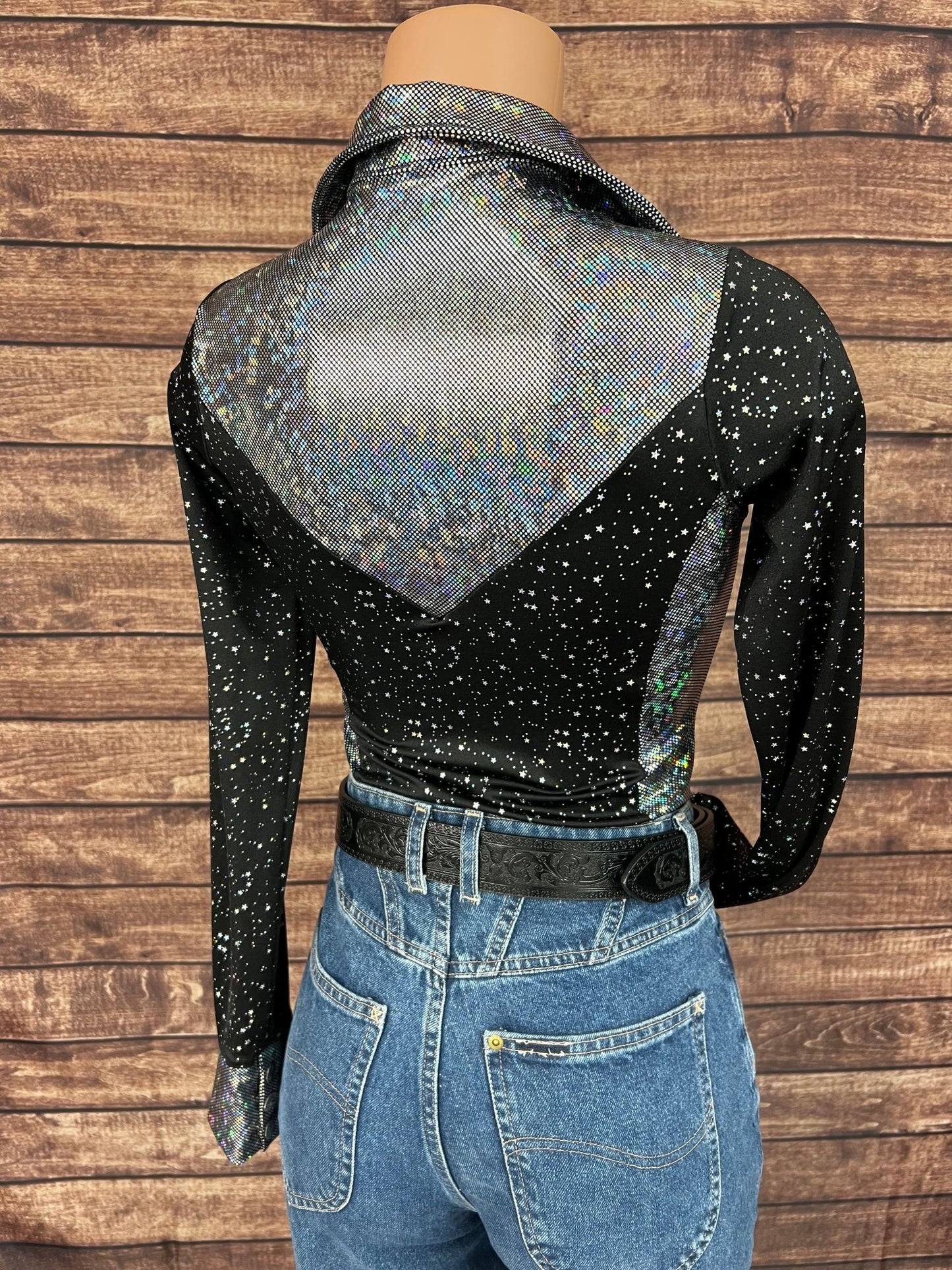 Star Noir and Silver Kaleidoscope Zipper Front Shirt - Riverside Rodeo Shirts