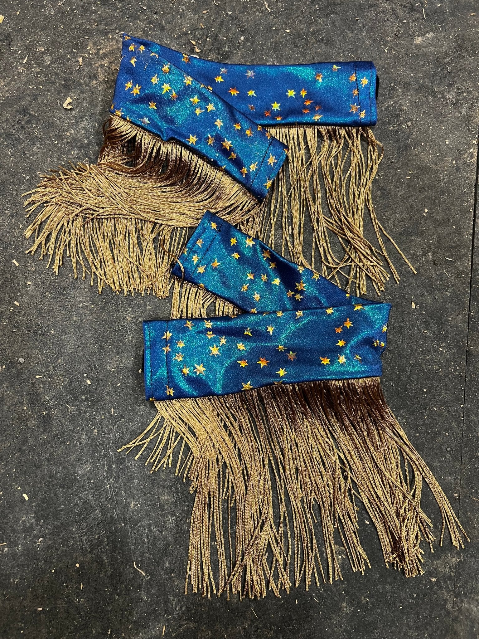 Stardust Breast Collar Cover with Gold Chainette Fringe (Covers ONLY) - Riverside Rodeo Shirts
