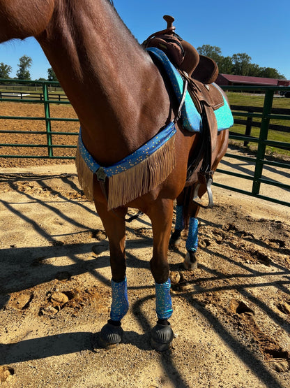 Stardust Breast Collar Cover with Gold Chainette Fringe (Covers ONLY) - Riverside Rodeo Shirts
