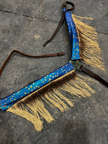 Stardust Breast Collar Cover with Gold Chainette Fringe (Covers ONLY) - Riverside Rodeo Shirts