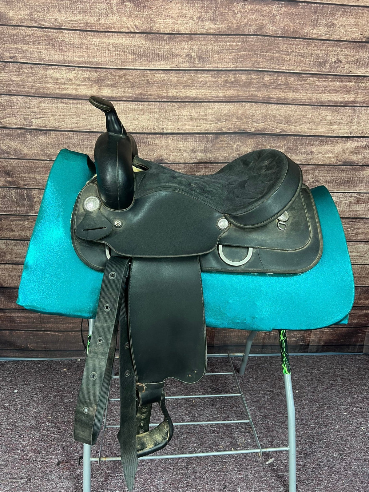 Teal Metallic Western Saddle Pad COVER (Saddle Pad Cover Only) - Riverside Rodeo Shirts