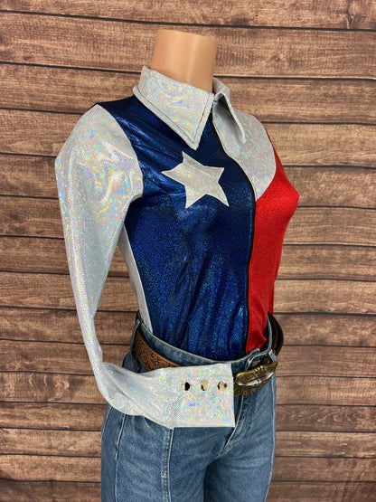 The Texan Zipper Front Rodeo Shirt with Star Applique - Riverside Rodeo Shirts