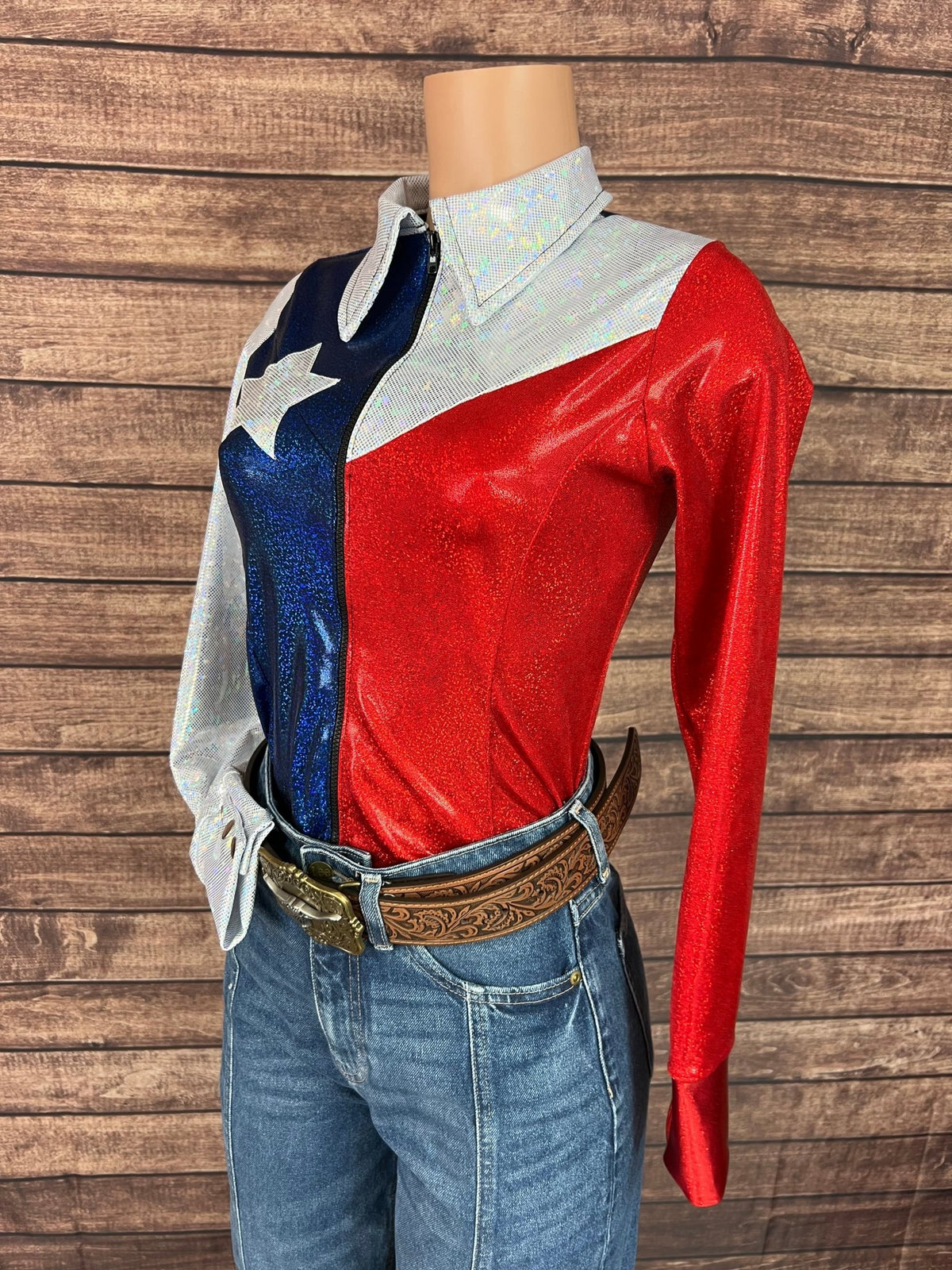 The Texan Zipper Front Rodeo Shirt with Star Applique - Riverside Rodeo Shirts