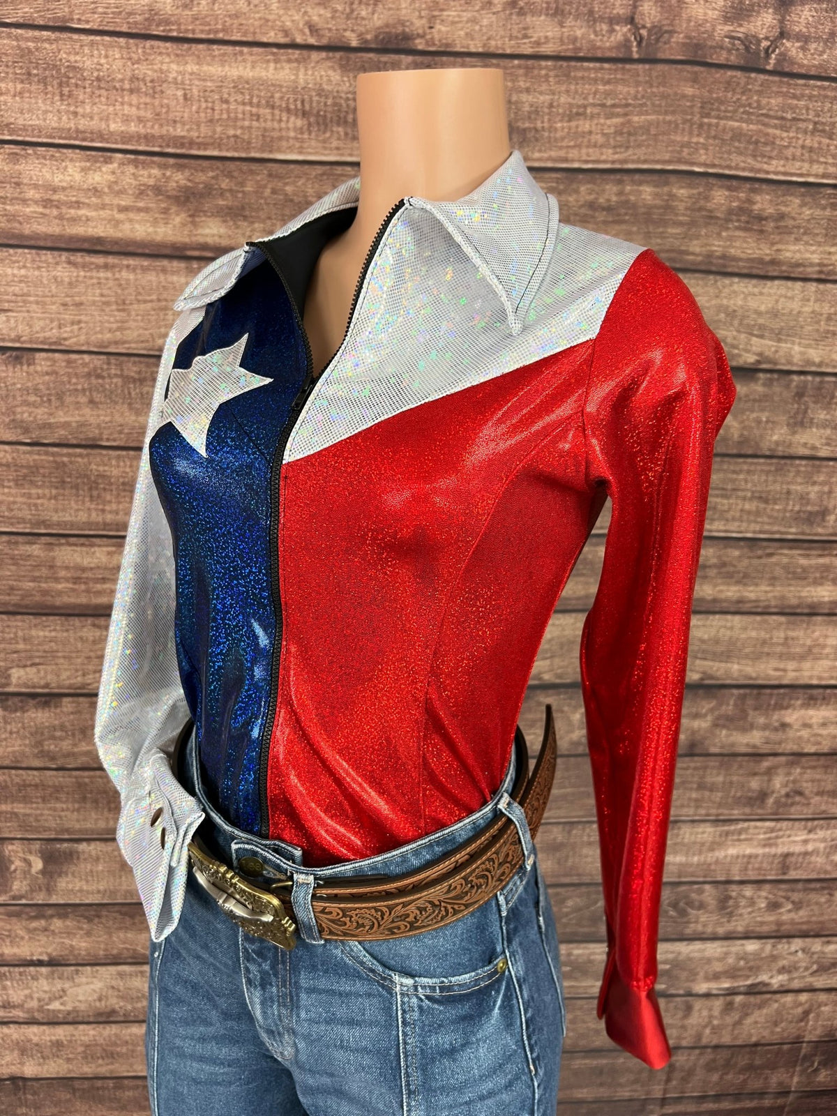 The Texan Zipper Front Rodeo Shirt with Star Applique - Riverside Rodeo Shirts