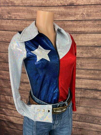 The Texan Zipper Front Rodeo Shirt with Star Applique - Riverside Rodeo Shirts