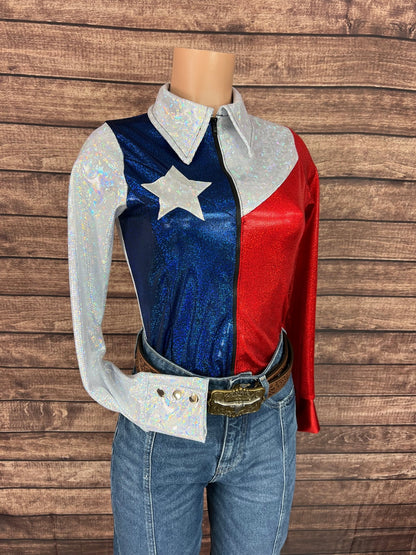 The Texan Zipper Front Rodeo Shirt with Star Applique - Riverside Rodeo Shirts