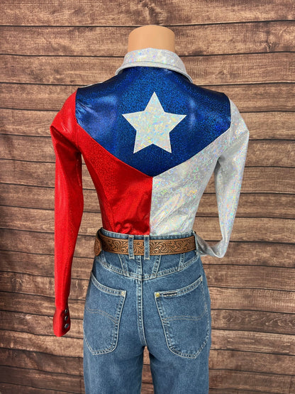 The Texan Zipper Front Rodeo Shirt with Star Applique - Riverside Rodeo Shirts